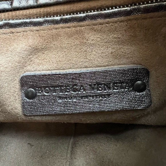 ✨💯100% Authentic Bottega Veneta Silver gray Woven Leather Nodini Crossbody Bag - Picture 10 of 14